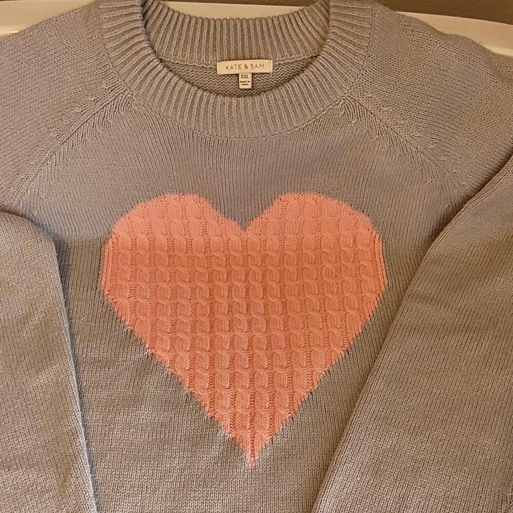 🗝 Valentines Day Cable Knit Heart Sweater 🩶🩷🩶